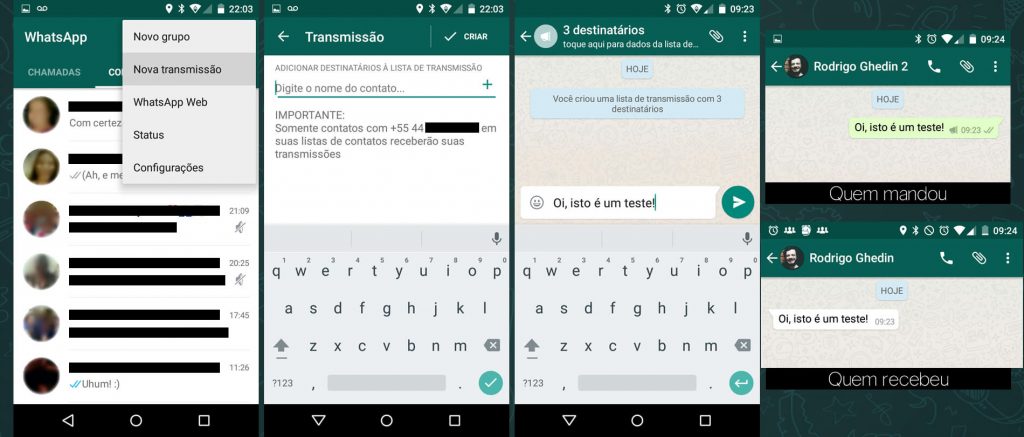 como fazer lista de transmissão whatsapp